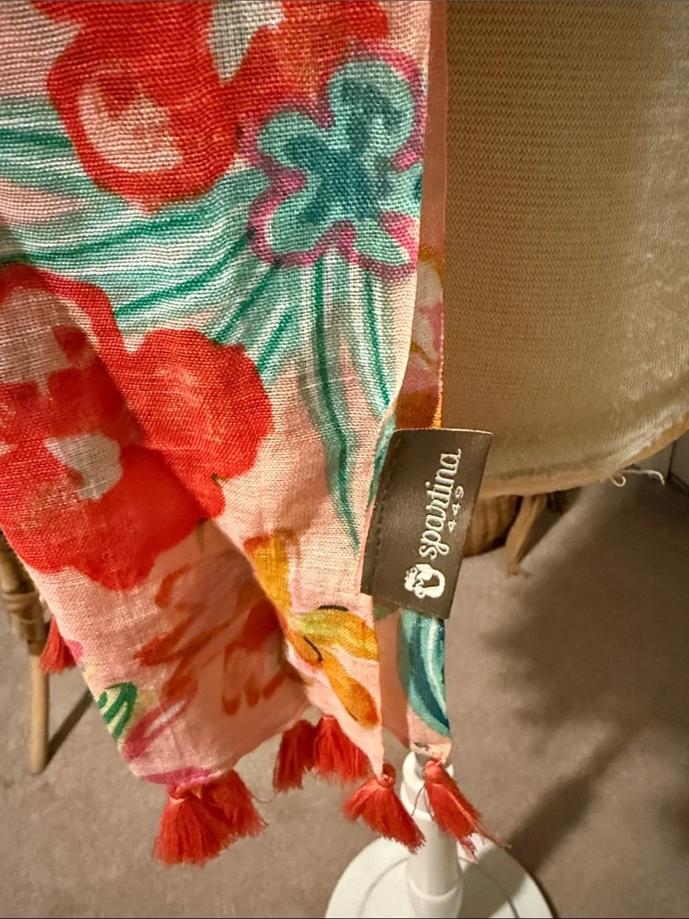 Spartina 449 Pink Tropical Floral Throw with Tassels